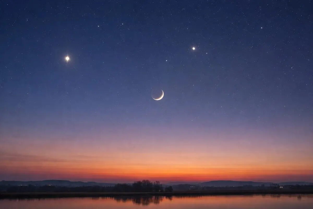 2026 februári bolygóegyüttállás az esti égbolton