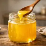 Ghí (tisztított vaj) üvegben, aranyszínű állaggal – magas füstpontú zsiradék sütéshez