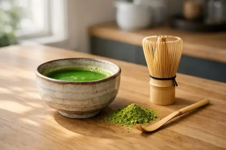hogyan készíts matcha teát hagyományos bambusz habverővel