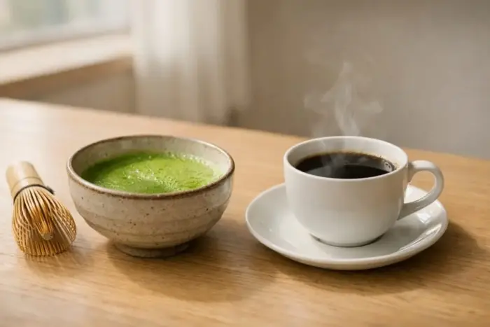 matcha vs kávé