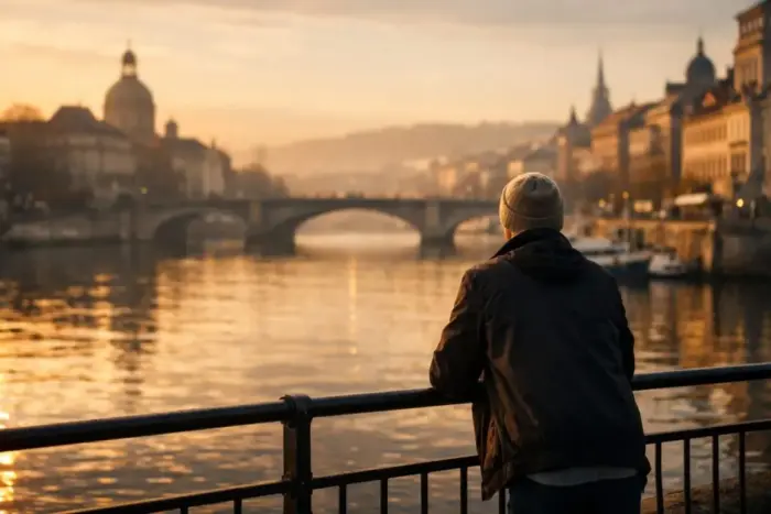 Utazási tippek 2026 – nyugodt európai város naplementében slow travel hangulattal