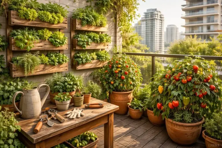 balkonkertészet kezdőknek függőleges kerttel és paradicsommal