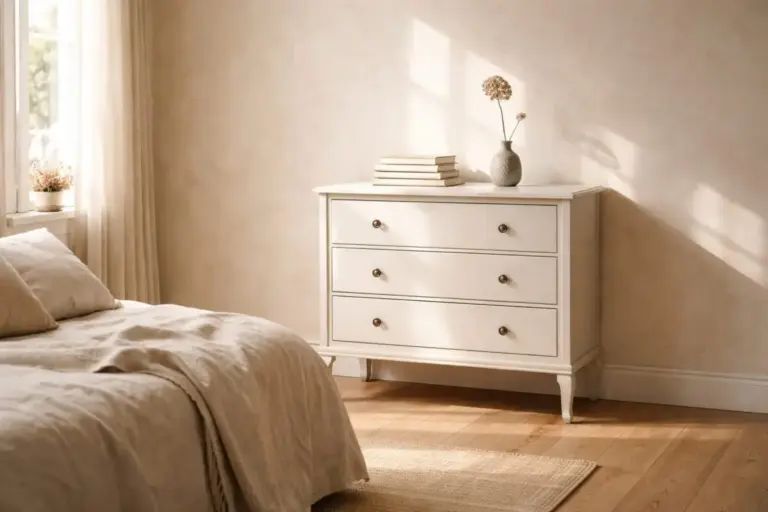 olcsó lakásfelújítás Cloud Dancer színnel és régi bútorok felújítása révén